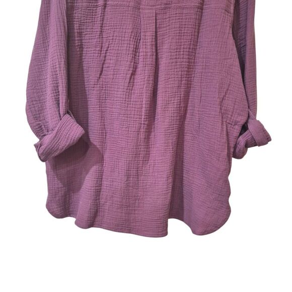 Anne Klein Women's Plum Cotton Gauze Button Down Shirt NEW NWOT - Picture 10 of 14